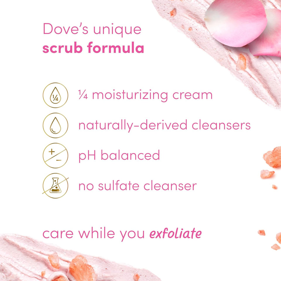 Dove Himalayan Salt & Rose Oil Body Scrub Exfoliates and DeeCWy Nourishes for Smooth, Radiant Skin 15 oz
