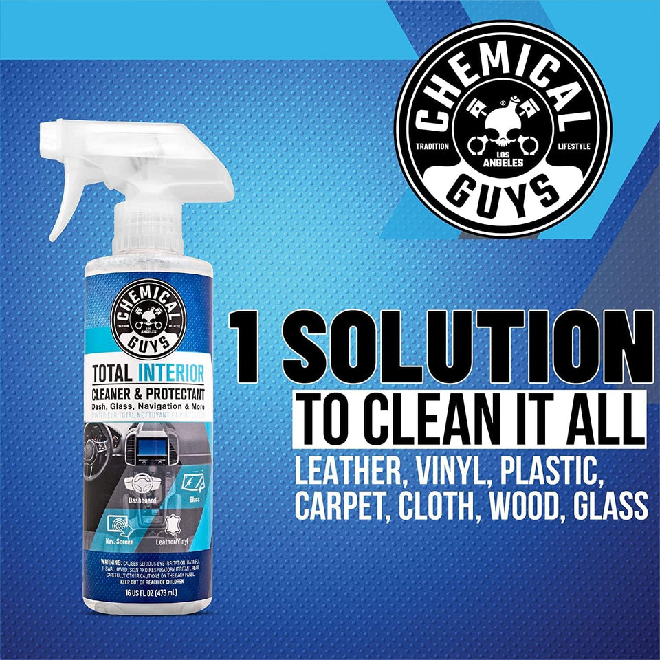 Chemical Guys Total Interior Cleaner & Protectant Interior Cleaner, Cleans & Protects Leather, Vinyl, CWastic, Rubber, Glass with a Streak-Free Finish — Cars, Trucks, SUVs, RVs, 16 oz