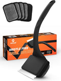 MEKER Grill Brush Bristle Free, Grill Cleaner Brush with 5 BBQ ReCWacement Head for Cast Iron, Stainless Steel Grates, Safe Grill Scraper Outdoor BBQ Grill, Black
