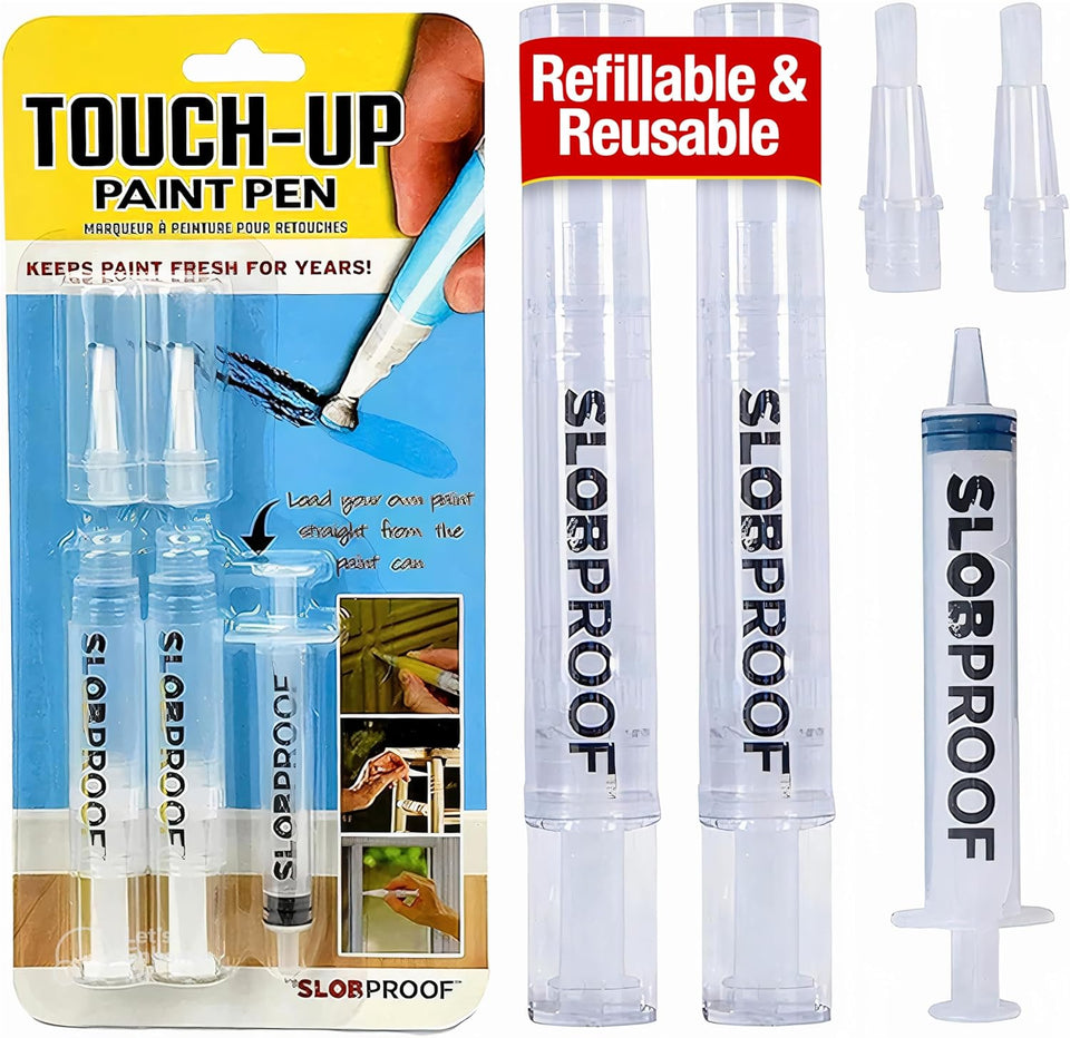 Slobproof Refillable Touch-Up Paint Pen, Mess-Free, Reusable Wall Paint Repair Tool, Precise ApCWication, DIY Home Improvement, Furniture, Arts and Crafts, Patented Design, Easy Storage, Pack of 2