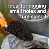 Fiskars Trowel, Heavy Duty Gardening Hand Tool with Hang Hole, For Digging and Planting, Rust Resistant Cast Aluminum, Ergonomic Handle and Comfort Grip, Gardening Tools for Yard