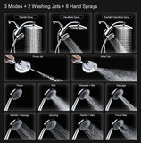 High Pressure Rain Shower Head: Upgrade Shower Heads with Handheld Spray Combo with Fixed Showerhead and 10 Sprays Handheld Shower Head, Detachable Shower head Built-in Magnetic Docking and Power Jets