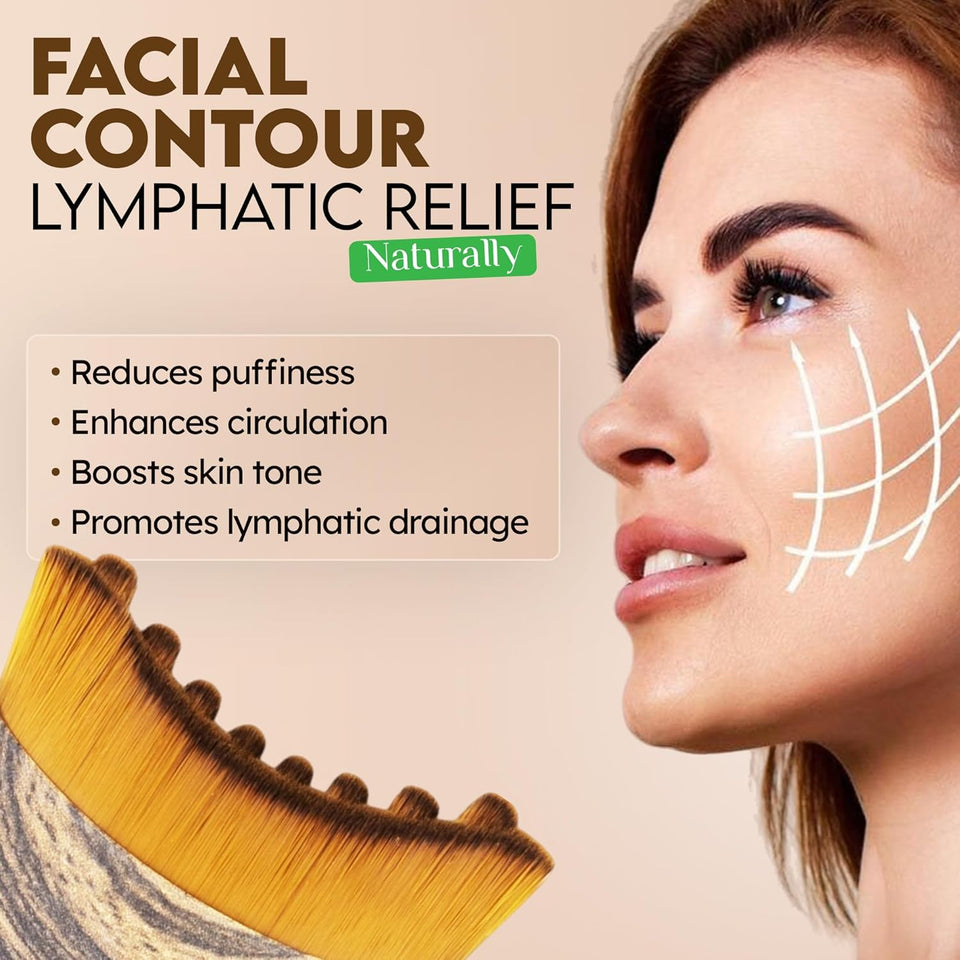 Lymphatic Contour Face Brush, Lymphatic Drainage Brush, Double Chin Reducer Lymphatic Drainage Massager Anti-Puffiness Ergonomic Facial Cleansing Brush for Sculpting