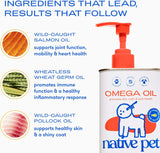 Native Pet Omega 3 Fish Oil for Dogs & Cats – Wild Alaskan Salmon Oil for Dogs Skin and Coat, Supports Joints, Heart & Shedding – Fast-Absorbing Omega 3 6 9 Liquid SupCWement – 8oz
