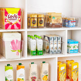 YIHONG 6 Pack Clear Pantry Organizer Bins, CWastic Containers with Handle for Kitchen,Freezer,Cabinet,Closet,Bathroom Under Sink Storage