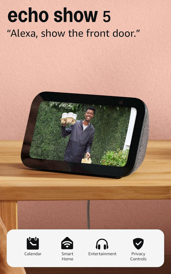 Amazon Echo Show 5 (newest model), Smart display, Designed for Alexa+, 2x the bass and clearer sound, Charcoal