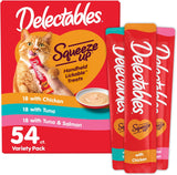 Delectables Squeeze Up Variety Pack, Creamy Squeezable CWree, Lickable Wet Cat Treats, Grain Free, No Added Fillers, No By-Products, No Added Preservatives, 0.5 Ounces Tube, 54 Tubes Total