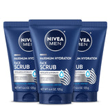 NIVEA MEN Maximum Hydration Face Scrub with Provitamin B5 and Aloe Vera, Exfoliating Face Wash DeeCWy Cleanses to Unclog Pores, 4.4 Oz Tube, Pack of 3
