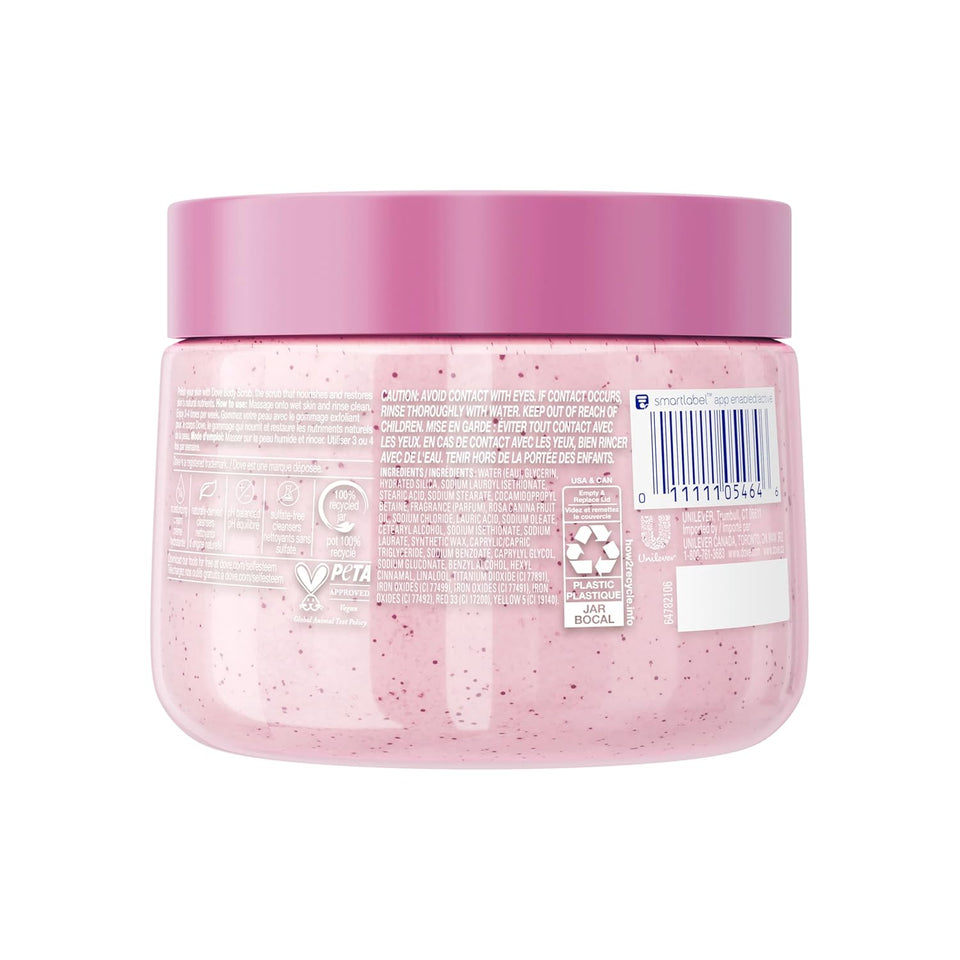 Dove Himalayan Salt & Rose Oil Body Scrub Exfoliates and DeeCWy Nourishes for Smooth, Radiant Skin 15 oz