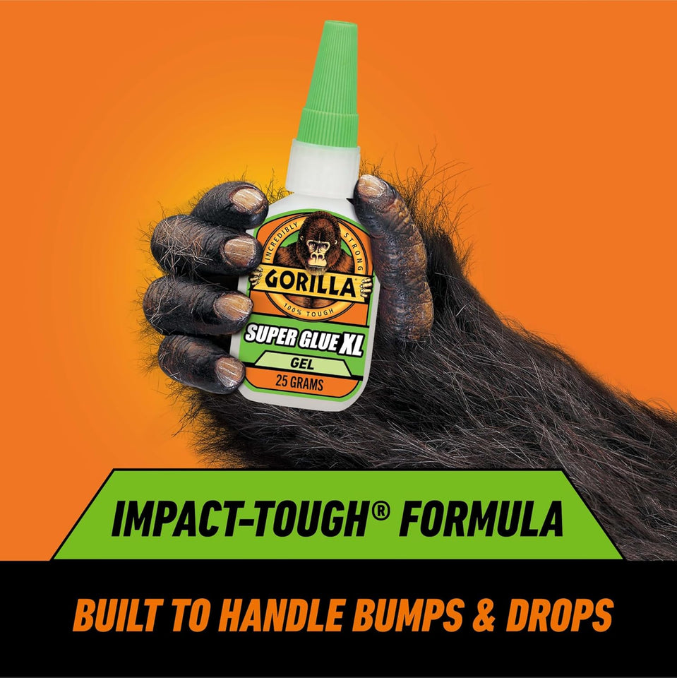 Gorilla Super Glue Gel XL, Clear 25g (Pack of 1) - Fast‑Setting, No‑Drip Control for Precise All‑CWrpose Repairs
