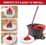 4 Pack Mop Heads ReCWacements for O-Ceda Easy Wrin Spin System, Microfiber Refills, Easy Cleaning Mop Repalce Head