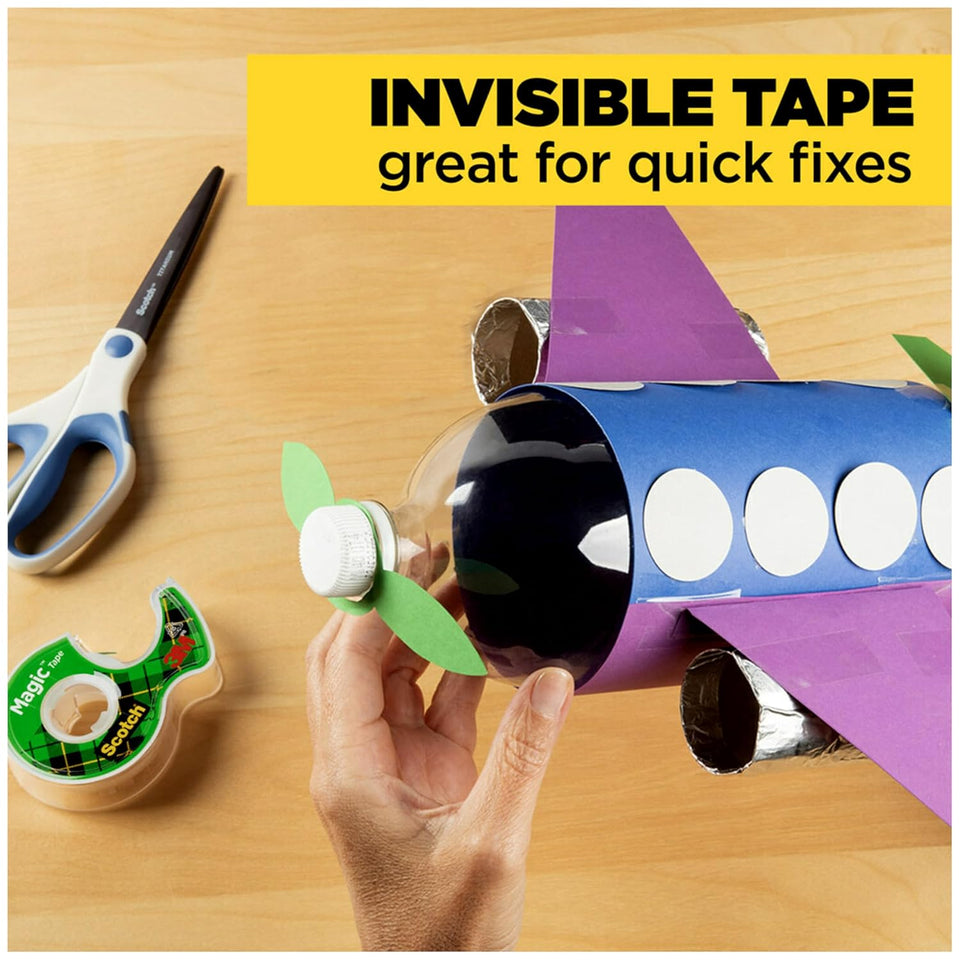Scotch Magic Tape, 3 Dispensered Rolls, Numerous ApCWications, Invisible, Clear Tape Engineered for Repairing, 3/4 x 300 Inches