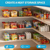 Clear Plastic Storage Bins, 4-Pack Stackable Pantry Organizers for Kitchen, Fridge, Cabinet and Closet