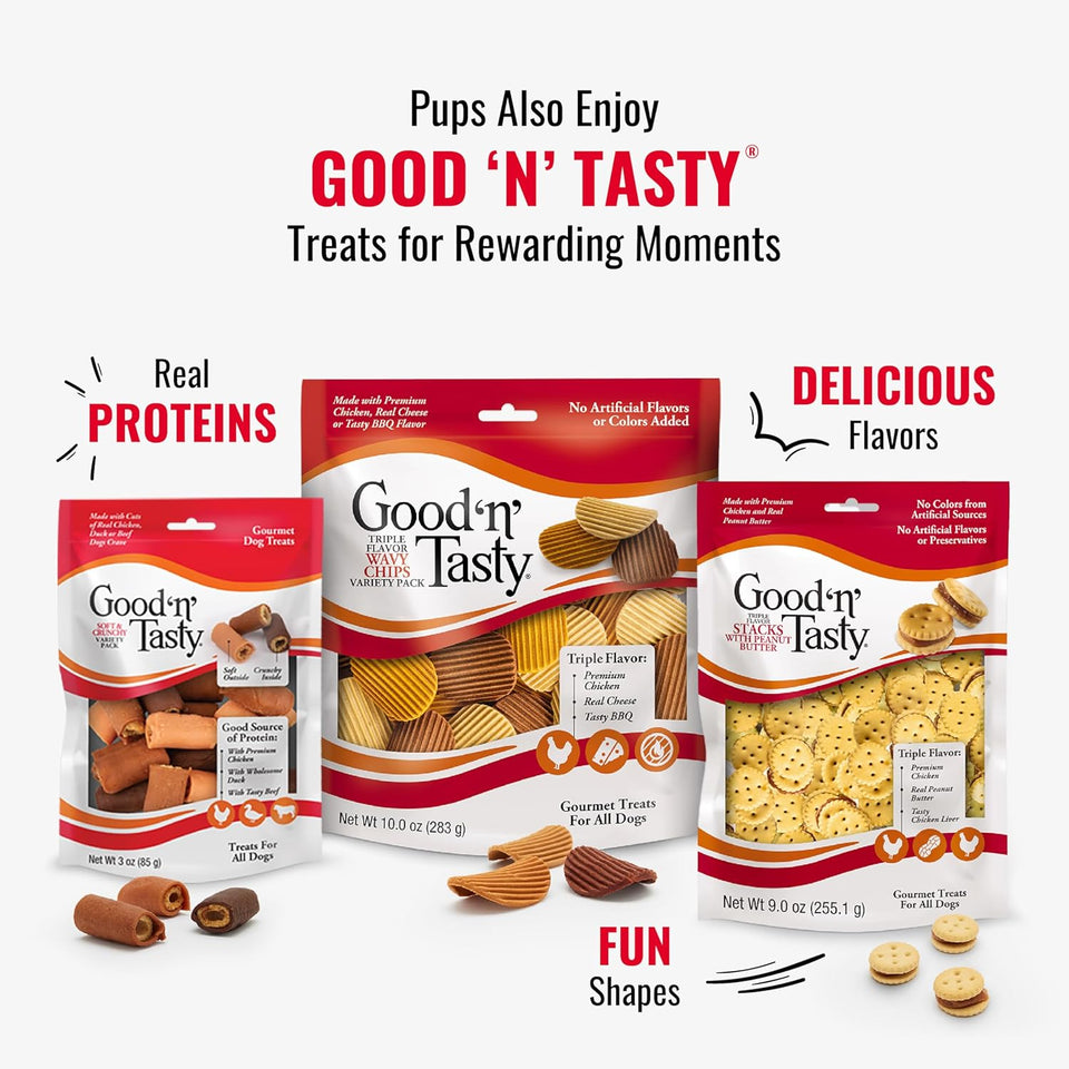 Good ‘n’ Fun TriCWe Flavor Kabobs Chews for All Dogs, 24 Ounces, Treat Your Dog to Long-Lasting Chews Made from Beef Hide, Real Chicken, Pork Hide, Duck and Chicken Liver