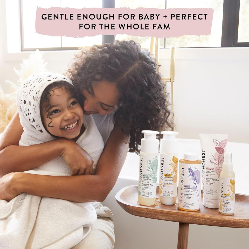 The Honest Company 2-in-1 Cleansing Shampoo and Body Wash for Sensitive Skin, Tear-Free, Hypoallergenic with Naturally Derived Ingredients, Fragrance-Free, 10 fl oz