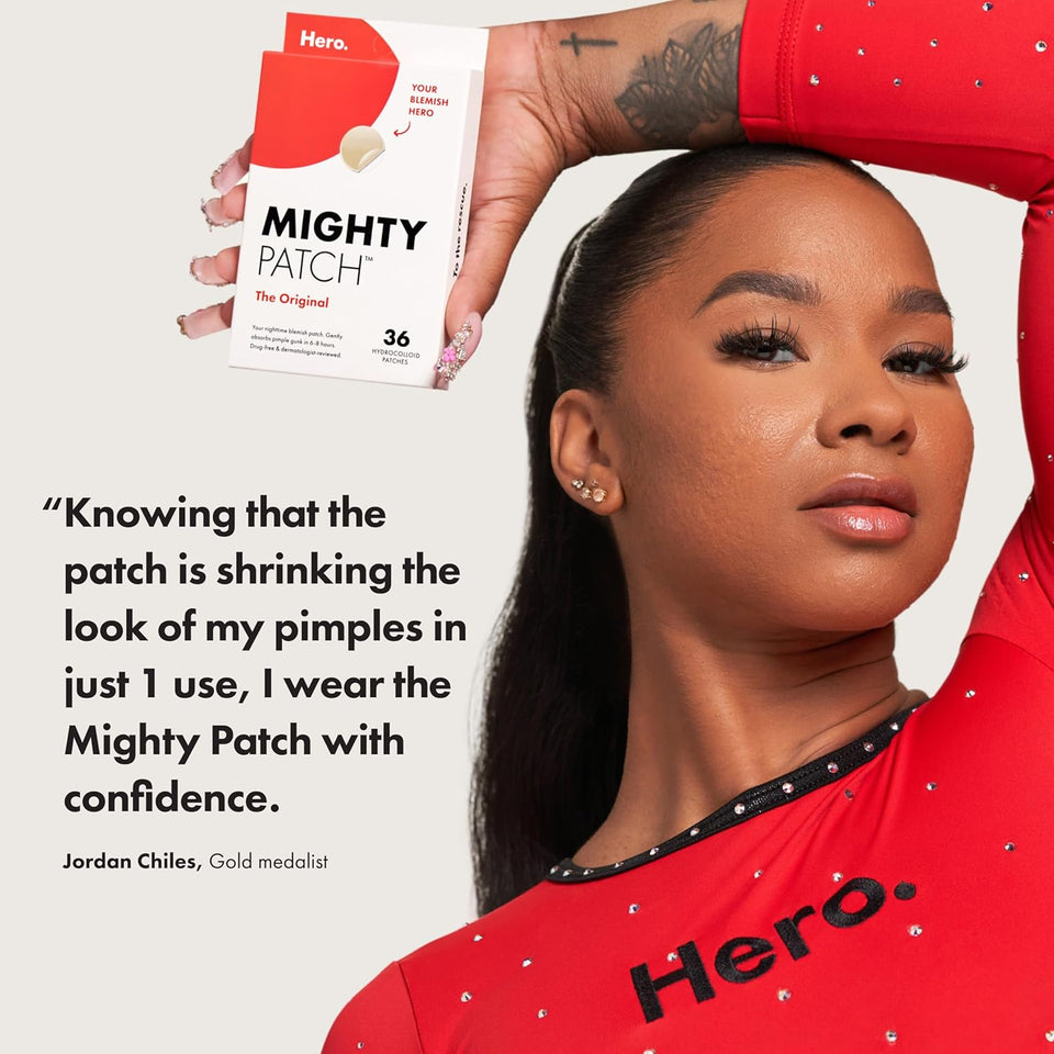 Mighty Patch Original Patch from Hero Cosmetics - #1 Hydrocolloid Acne PimCWe Patches for Face, Shrinking Zits & Whiteheads in 1 Use, Nighttime Spot PimCWe Stickers for Face, 36 Count