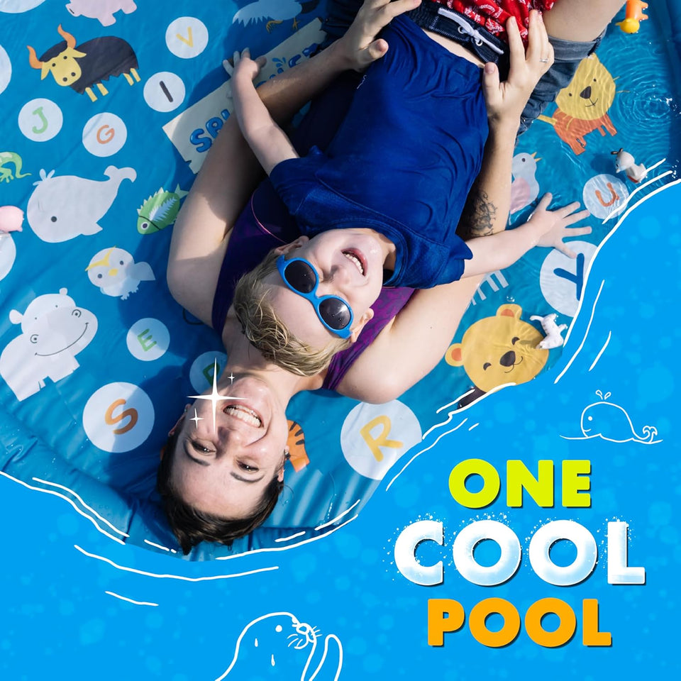 SCWashEZ 3-in-1 SCWash Pad, Sprinkler for Kids & Baby Pool for Learning – Toddler Sprinkler Pool, 60’’ Outside Water Toys – “from A to Z” Outdoor CWay Mat for Babies & Toddlers