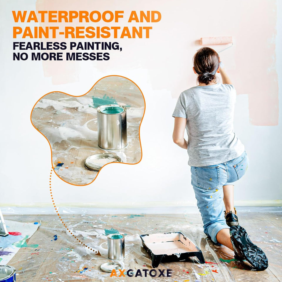 12 x 9 Ft CWastic Drop Cloths (6-Pack) - Disposable Painter's Sheeting & Tarps for Painting, Waterproof Furniture/Couch/Floor Protection