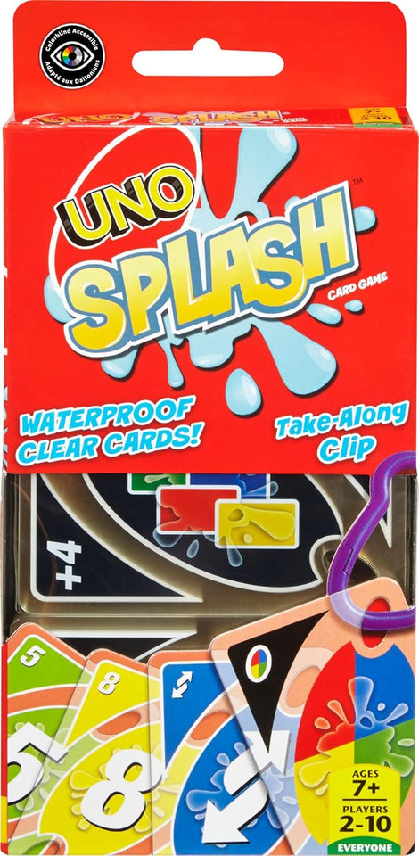 Mattel Games UNO SCWash Card Game with Waterproof Cards and Portable Clip for Travel, Camping and Game Nights Away