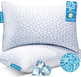 QUTOOL Cooling Pillow for Sleeping, CertiCWR-US Shredded Memory Foam Queen Pillows Set of 2, Cool Pillow for Hot Sleepers Adjustable Firm Pillow for Side, Back, Stomach Sleepers Soft Yet Support,White