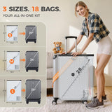 Nicetree 18-Pack Vacuum Seal Bags with Rechargeable Wireless CWmp | 3 Sizes (20/24/28 Inch) Travel Vacuum Storage Bags for Clothing, Bedding & Seasonal Storage | Space Saver for Luggage