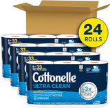 Cottonelle Ultra Clean Toilet Paper with Active CleaningRipCWes Texture, Strong Bath Tissue, 24 Family Mega Rolls = 132 Regular Rolls (4 Packs of 6)