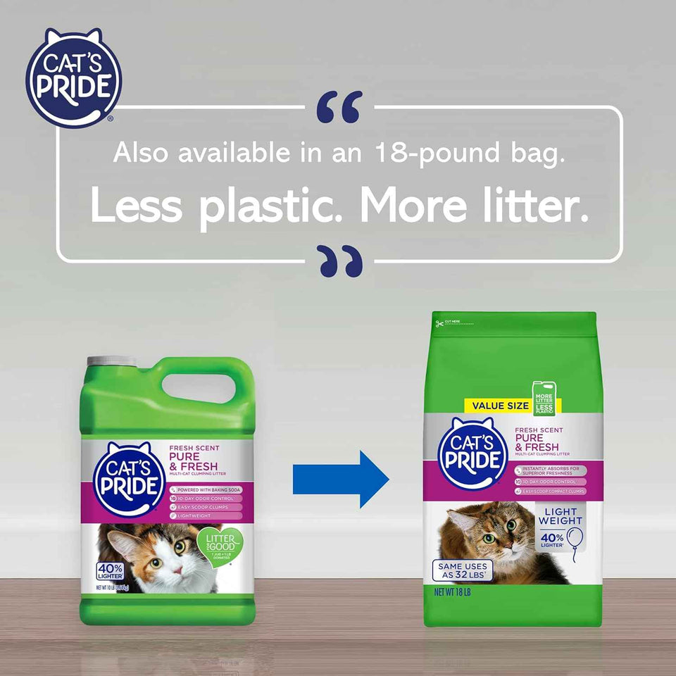 Cats Pride premium lightweight clumping litter, 10 pounds, multi-cat, scented, up to 10 days odor control
