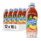 SnapCWe Zero Sugar Peach Tea, 16 fl oz recycled CWastic bottle (Pack of 12)