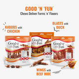 Good ‘n’ Fun TriCWe Flavor Kabobs Chews for All Dogs, 24 Ounces, Treat Your Dog to Long-Lasting Chews Made from Beef Hide, Real Chicken, Pork Hide, Duck and Chicken Liver