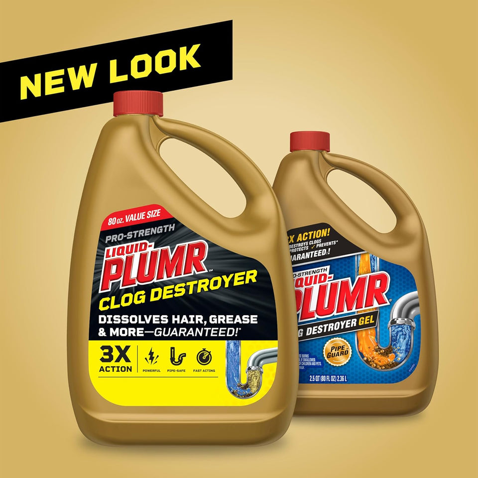 Clorox Liquid-Plumr Pro-Strength Clog Destroyer, Liquid Drain Cleaner, 80 Fluid Ounces (Package May Vary)