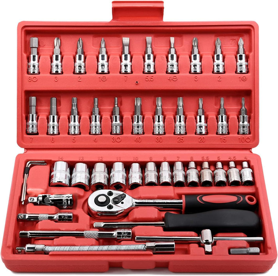 Egofine 46 Pcs Socket Ratchet Wrench Set for Car & Home Repair