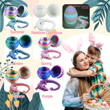 6PCS 3D Printed Dragon Eggs with Dragon Inside, Easter Basket Stuffers Mini Mystery Crystal Egg Fidget Toy, Surprise 3D Printed Animals Toy