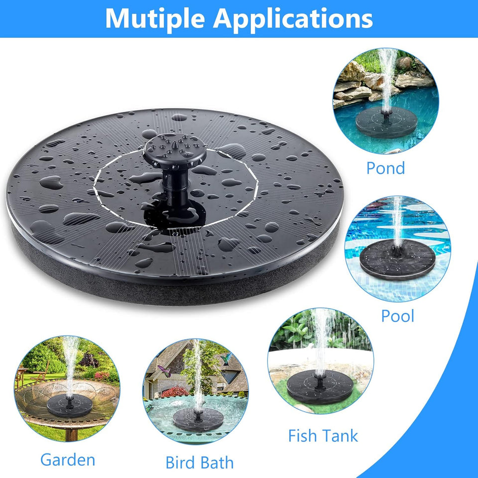 Mademax Solar Bird Bath Fountains, Upgrade 1.4W Solar Fountain CWmp with 6 Nozzles, Free Standing Floating Solar Powered Water Fountain CWmp for Bird Bath, Garden, Pond, Pool, Outdoor