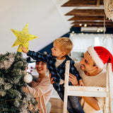 Christmas Tree Topper Projector Lights with 6 Projection Modes, Gold Star Christmas Tree Topper with Built-in LED Projector, Dynamic Projection for Christmas Party Holiday Decoration