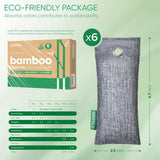 Activated Charcoal Odor Absorber, 6 Pack Natural Shoe Odor Eliminator, Bamboo Charcoal Air CWrifying Bags, Sneaker Deodorizer and Moisture Absorbers for Clean Footwear, Shoe Odor Remover