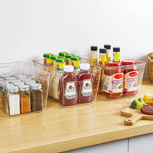 YIHONG 6 Pack Clear Pantry Organizer Bins with Handles for Kitchen, Freezer, Cabinet, Closet, Bathroom
