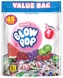 Charms dual candy and gum suckers with assorted flavors, 45 count, individually wrapped, peanut free, gluten free, bulk