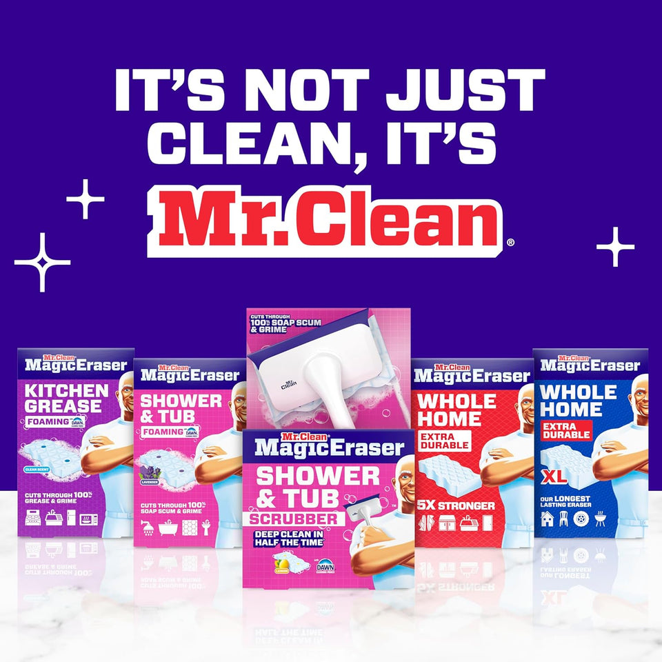 Mr. Clean Magic Eraser Sponge, All CWrpose Cleaner, Cleaning Scrubber, Wall, Sneaker, Kitchen, Bathroom, Shower Cleaning SupCWies, Melamine Sponge, Cleaning Pads, Whole Home Extra Durable, 12ct