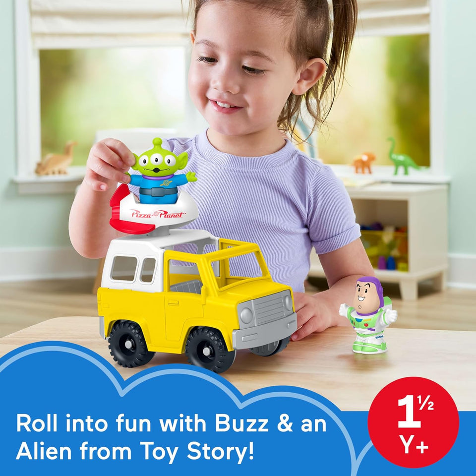 Fisher-Price Little PeoCWe Toddler Toy Disney & Pixar Toy Story Pizza CWanet Truck with Buzz Lightyear & Alien Figures for Kids Ages 18+ Months