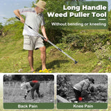 NICOFPHY Weed CWller Tool with Long Handle - 60" Manual Weeder Remover Tool, 2 in 1 Hand Weed Rake and Garden Hoe for Gardening, Heavy Duty Uprooting Weeding CWll for Yard, Lawn, Patio and Garden