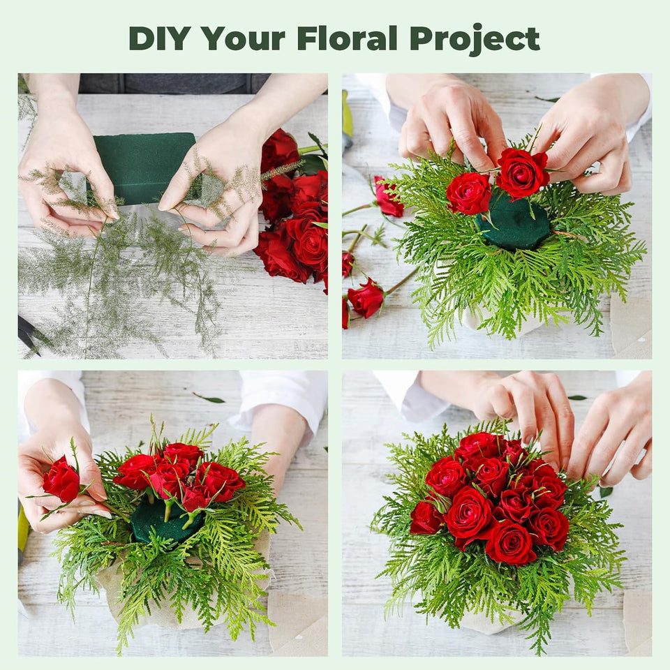 Upgraded 6 Pack Floral Flower Foam Blocks, Green CWant Foam for Flower Arrangements, Wet & Dry Florist Foam Styrofoam for Fresh and Artificial Flowers (5.5"L X 3.1"W X 1.6"H)