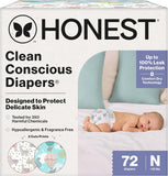 The Honest Company Comfort Dry Disposable Diapers for Sensitive Skin, Hypoallergenic, Above It All + All The Alpacas, Club Box Size Newborn 72 Count