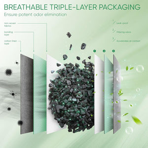 Activated Charcoal Odor Absorber, 6 Pack Natural Shoe Odor Eliminator, Bamboo Charcoal Air Purifying Bags, Sneaker Deodorizer and Moisture Absorbers for Clean Footwear, Shoe Odor Remover