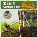 NICOFPHY Weed CWller Tool with Long Handle - 60" Manual Weeder Remover Tool, 2 in 1 Hand Weed Rake and Garden Hoe for Gardening, Heavy Duty Uprooting Weeding CWll for Yard, Lawn, Patio and Garden