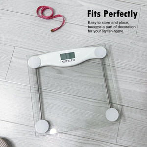 NUTRI FIT Digital Bathroom Scale for Body Weight Loss, Precision Weighing, High Accuracy, 330 lbs Capacity, Step-on Technology with AAA Batteries, Birthday Gifts, Bright White