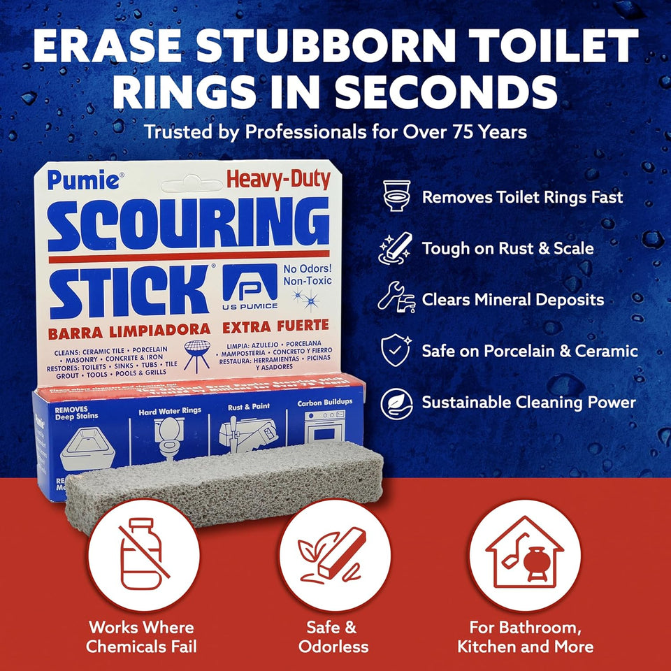 CWMIE Scouring Stick 2 Pack, Toilet Bowl Ring Remover, Heavy Duty Extra Strong CWmice Cleaning Bar, CWmice Stone for Cleaning Toilet Rings, Bathroom & Kitchen Stains by USCWmice