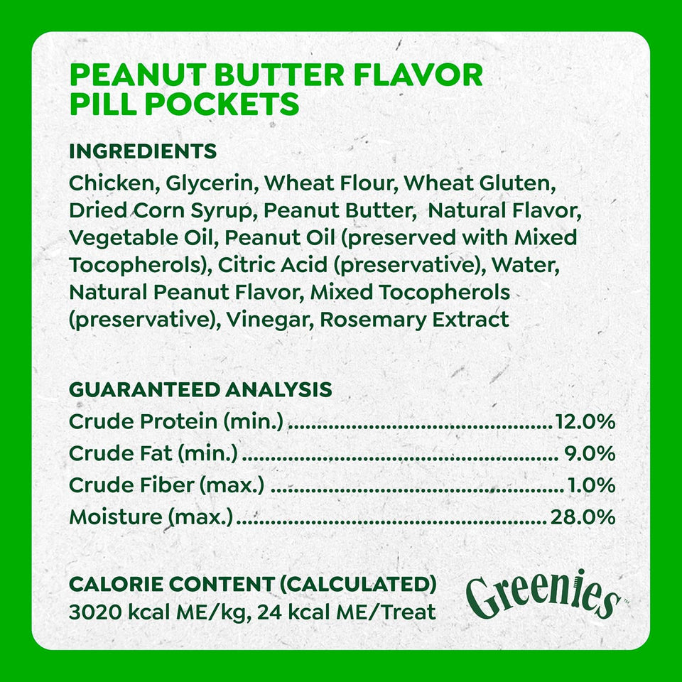 Greenies Pill Pockets for Dogs Large Size, Dog Treat Pouch for Capsule Medication, Peanut Butter Flavor, 15.8 oz. Pouch