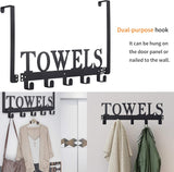 Over The Door Hooks - Towel Holder for Bathroom, Bedroom, Kitchen & Pool - Sandblasted Black Metal Wall Mount