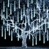 TW SHINE White Christmas Meteor Shower Lights Outdoor, 288LED 12" 8 Tubes Waterproof Christmas Lights Outdoor Plug in, Snow Falling Rain Icicle Xmas Light Decorations, White