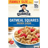 Quaker Oatmeal Squares Breakfast Cereal, Brown Sugar, 21oz Family Size Box